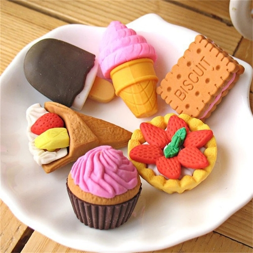 4Pcs Eraser Rubber Cake Shaped Kawaii Cute School