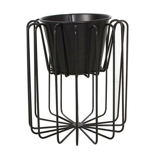 Neto Metal Frame Flower Pot 19x17cm Black