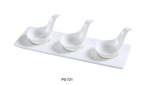 Yanco PS-721 Three 2" Spoon with 10-1/2" X 3-1/2" Tray Set