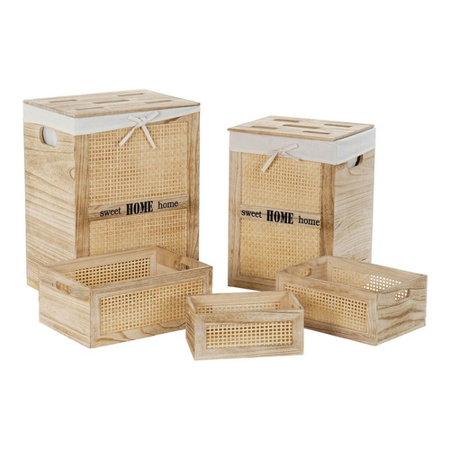 Set of decorative boxes DKD Home Decor Polyester Wood Bali (40 x 30 x
