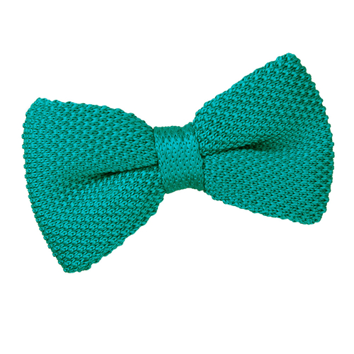 Plain Knitted Pre-Tied Bow Tie - Teal
