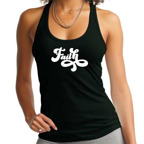 Womens Fitness Tank Top Graphic T-shirt Faith Script Illustration