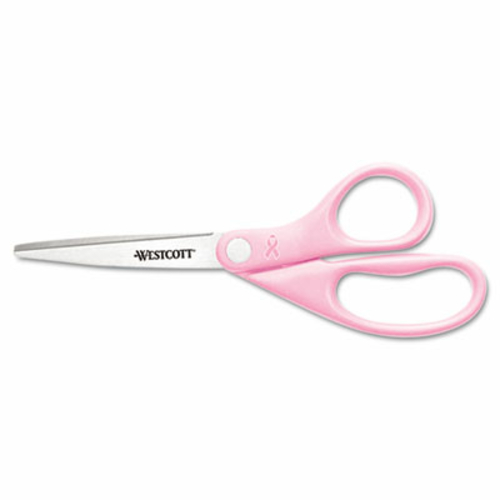 Westcott 15387 Pink Ribbon Stainless Steel Scissors with BCA Pin- 8 in