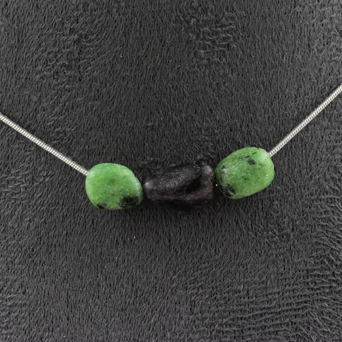 Epidote from Myanmar (Burma) 3 beads necklace