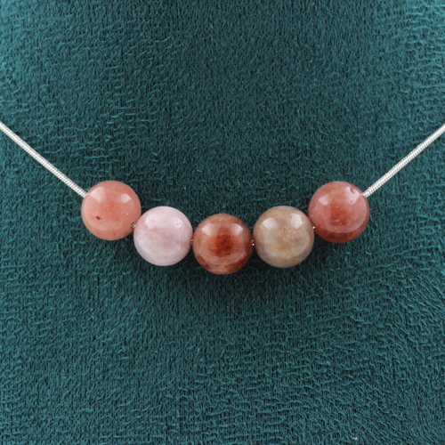 Sunstone 8 mm 5 beads necklace. 