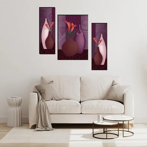 Set of 3 Scenery 3D Framed Wall Paintings For Living Room Big Size,