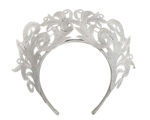 Modern silver crown racing fascinator