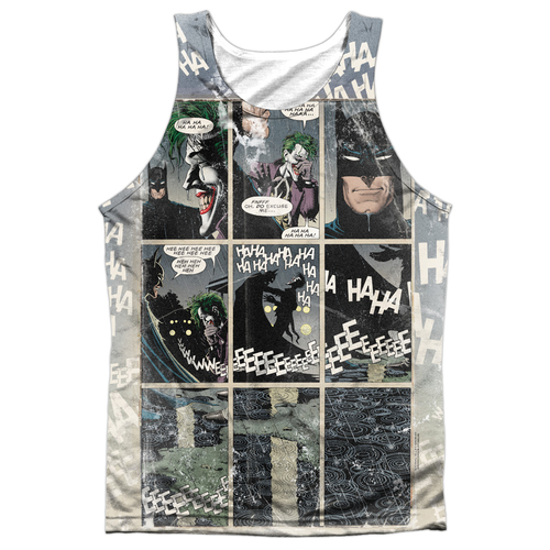 Batman Last Laugh-Adult 100 Percent Poly Tank Top T-Shirt, White -