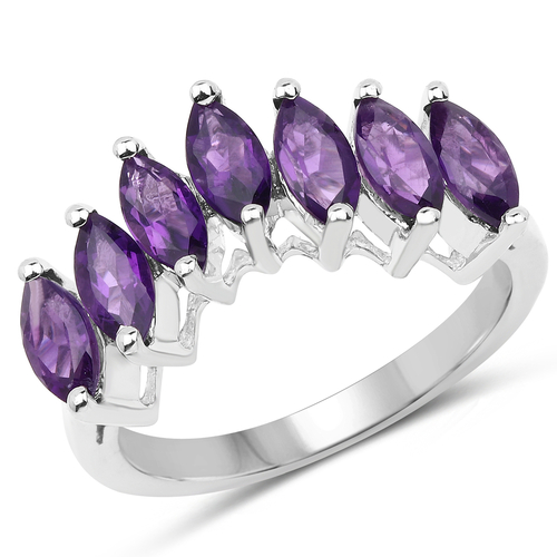 1.61 Carat Genuine Amethyst .925 Sterling Silver Ring