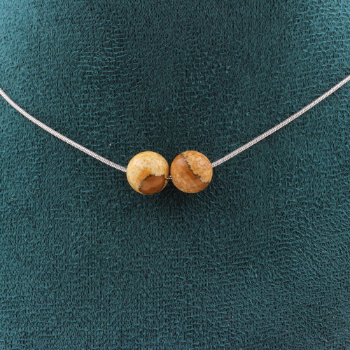 Landscape Jasper 8 mm 2 beads necklace.