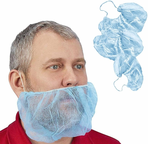 Polypropylene Beard Covers 18". Pack of 2000 White Disposable Beard