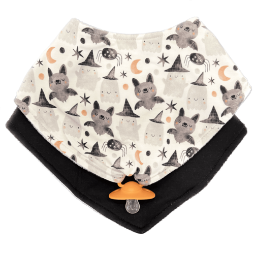 Squad Ghouls Black - Doodalou Bamboo Bandana Baby Bib Combo