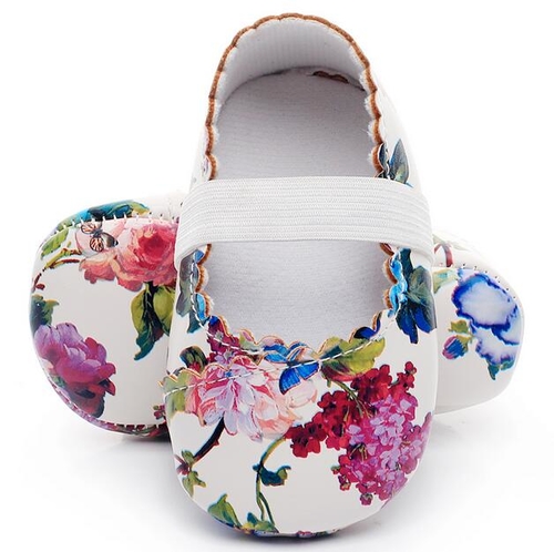 Hot sell floral style soft sole pu leather baby