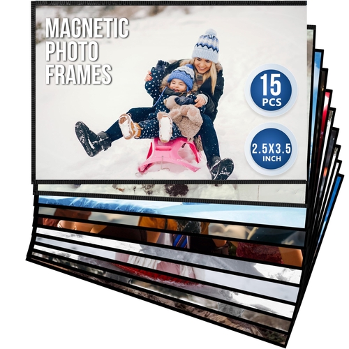 15 Pack 2.5 x 3.5 Magnetic Picture Frames for Refrigetator Wallet  