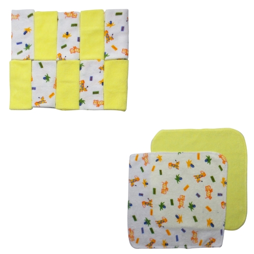 Bambini 023-3-Packs Wash Cloth Set, Yellow with Assorted Prints - 