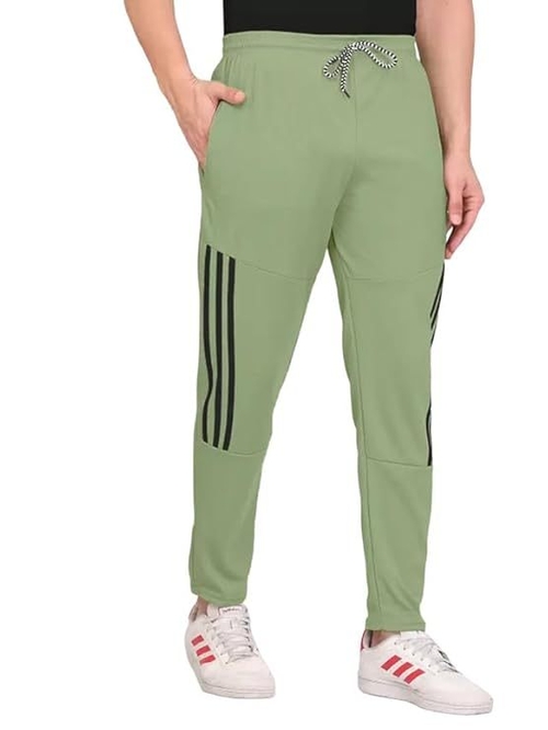 Men's Green Lycra Full Elastic Sport Wear Stretchable Track Pant Size