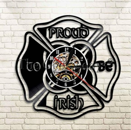 PROUD TO BE IRISH HANDMADE VINYL RECORD WALL CLOCK FAN GIFT