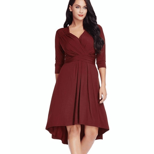  Plus Size High Waist Sexy V Neck Dress