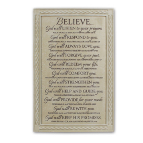 Lighthouse Christian Products 089545 Wall Plaque-Believe Lg - No. 4502