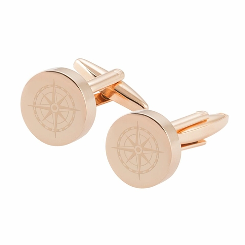 Cathys Concepts COM-1091RG Compass Round Cufflinks, Rose Gold