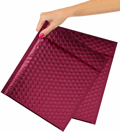 Pack of 10 Dark Red Metallic Bubble Mailers 8.5 x 11 Dark Red Padded