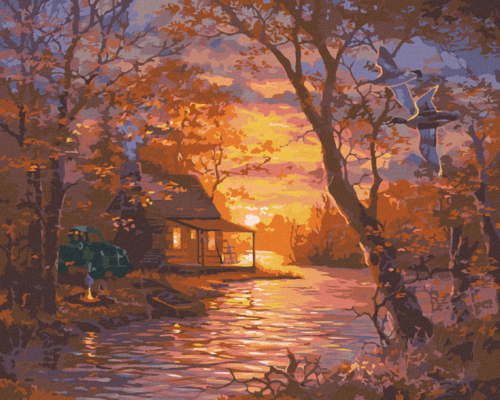 Paint by Numbers - DUCK, HUT, LAKE AND SUNSET (ABRAHAM HUNTER)