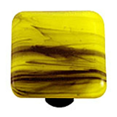 Hot Knobs HK2056-KB Black Swirl Canary Yellow Square Glass Cabinet Kno