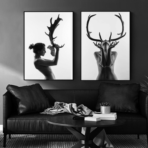 Abstract Black And White Antlers Women