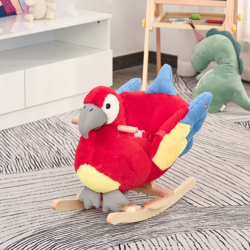 Qaba Kids Plush Ride On Rocking Horse Parrot Style Toy Birthday Gift