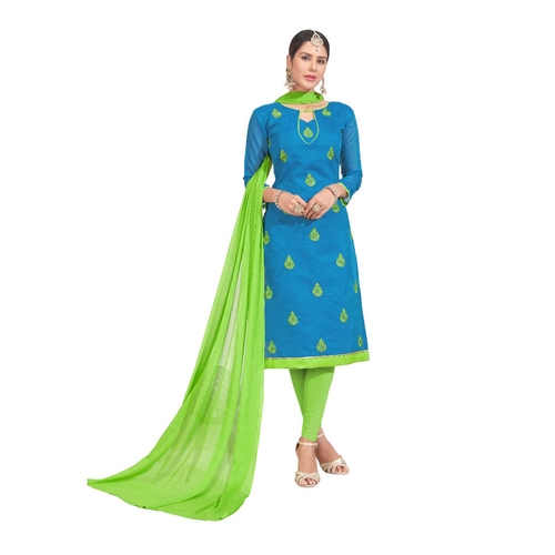 Chanderi Fabric Sky Blue Color Dress Material