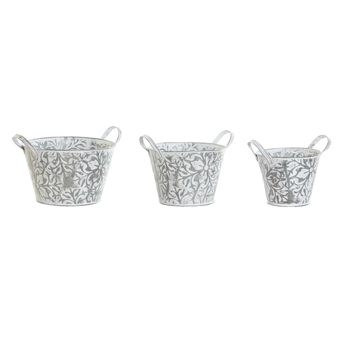 Set of pots DKD Home Decor Mosaic Grey Metal Arab (31 x 25 x 19 cm)