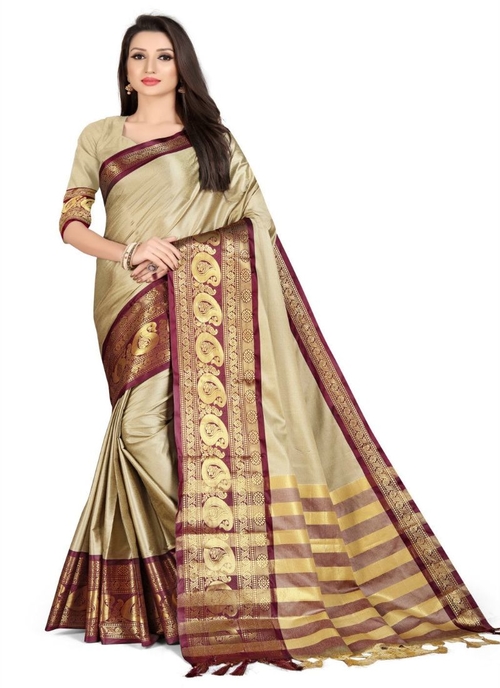 Generic Women's Cotton Silk,Jacquard,Poly Silk