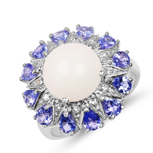 4.25 Carat Genuine Opal, Tanzanite & White Topaz .925 Sterling Silver