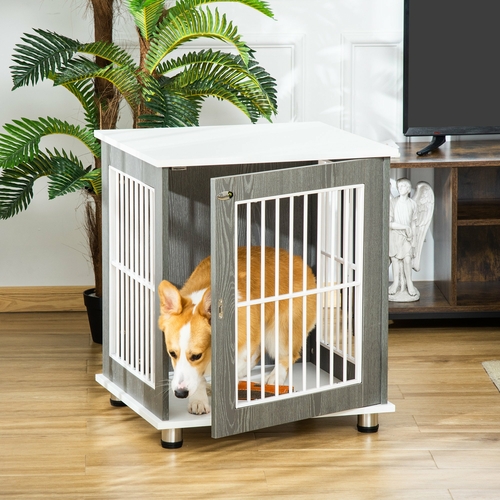 PawHut Dog Crate, Pet Cage Kennel, End Table Furniture Style, Indoor