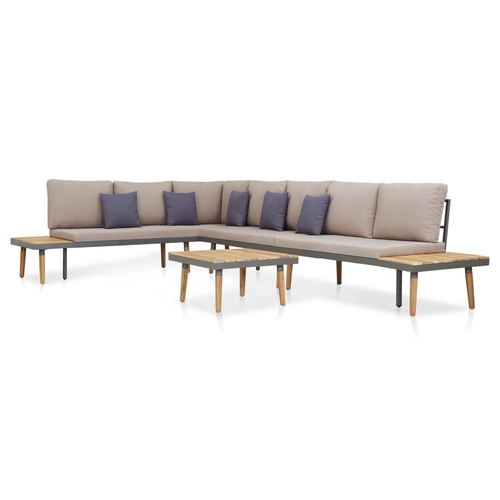 5 Piece Garden Lounge Set with Cushions Solid Acacia Wood Brown