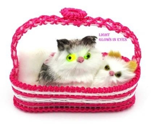Cute Basket Cat Soft Plush Press Simulation Sound Animal Cotton Toy,