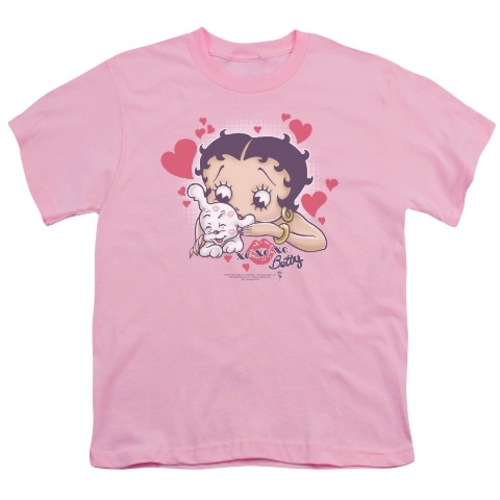 Trevco Boop-Puppy Love - Short Sleeve Youth 18-1 Tee - Pink- Large