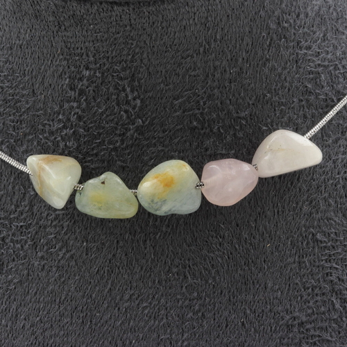 Beryl Morganite from Brazil 5 beads necklace.