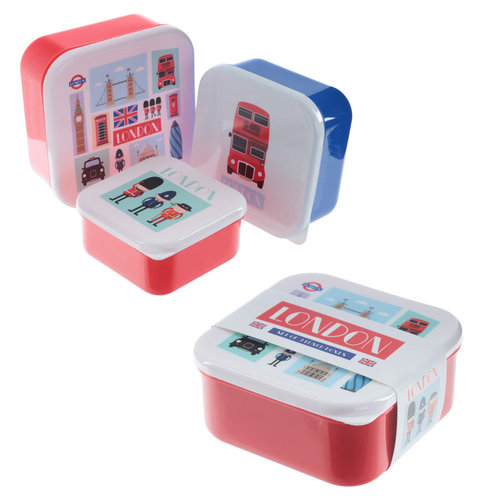 Fun London Design Set of 3 Plastic Lunch Boxes