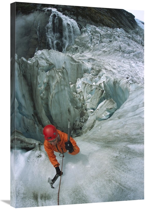 Global Gallery  24 x 36 in. Ice Climber on Steep Ice in Fox Glacier Cr