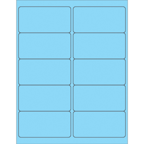 Tape Logic LL410BE 4 x 2 in. Fluorescent Pastel Blue Removable Rectang