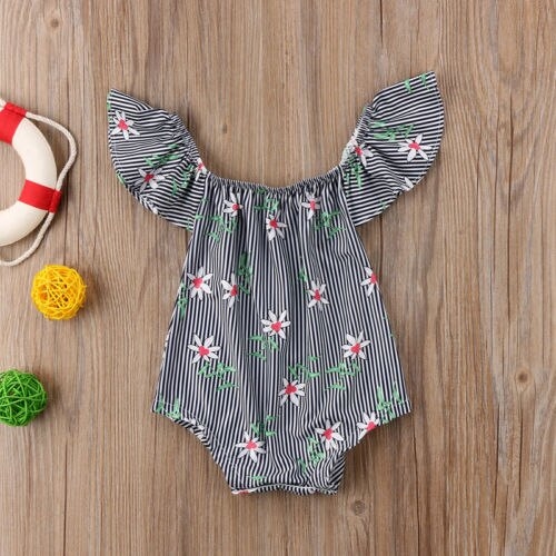 UK Stock Newborn Baby Girls Off Shoulder Bodysuit