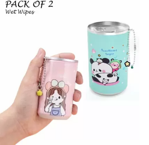 Wet Wipe Cans - Easy to Carry 30pcs Random Design multicolor Pack Of 2