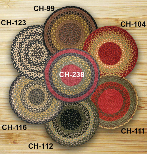 Earth Rugs 20-238 Burgundy-Olive-Charcoal Jute Chair Pad