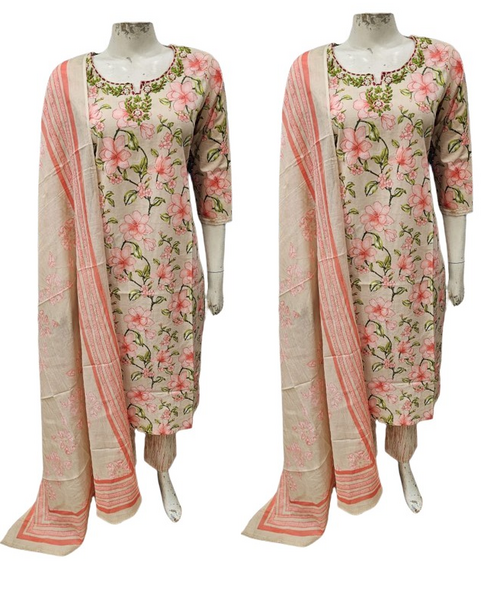 Women Pure Cotton Kurta Pant Dupatta Set Color Pink Pack Of 2 Size  Xl