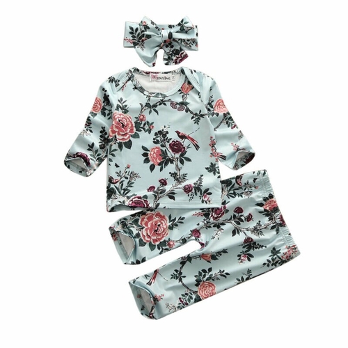 Pudcoco Autumn 3Pcs Toddler Kids Baby Girl Floral