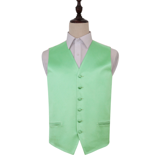 Plain Satin Waistcoat - Mint Green, 38'
