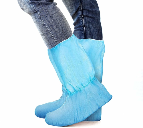 Disposable Shoe Covers for Indoors 18". Pack of 10 (5 Pairs) Blue Shoe