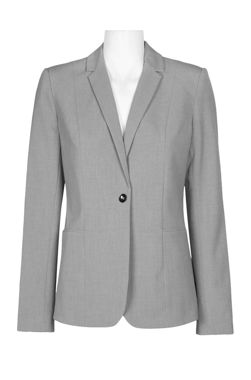 Tahari Notched Collar One Button Long Sleeve Crepe Jacket