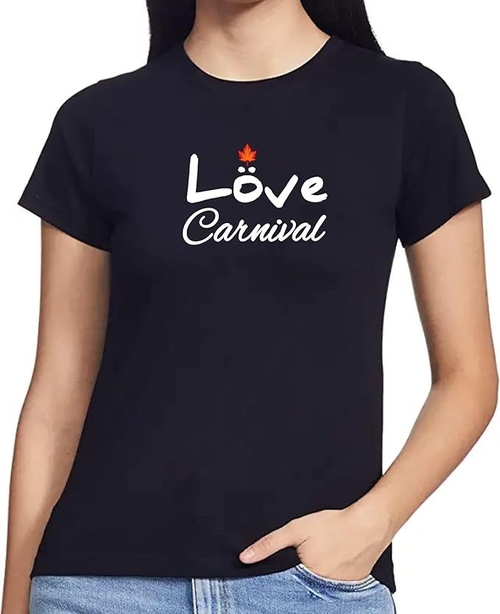 ROUND NECK HALF SLEEVES PRINTED TSHIRT FOR WOMEN (Size-S)